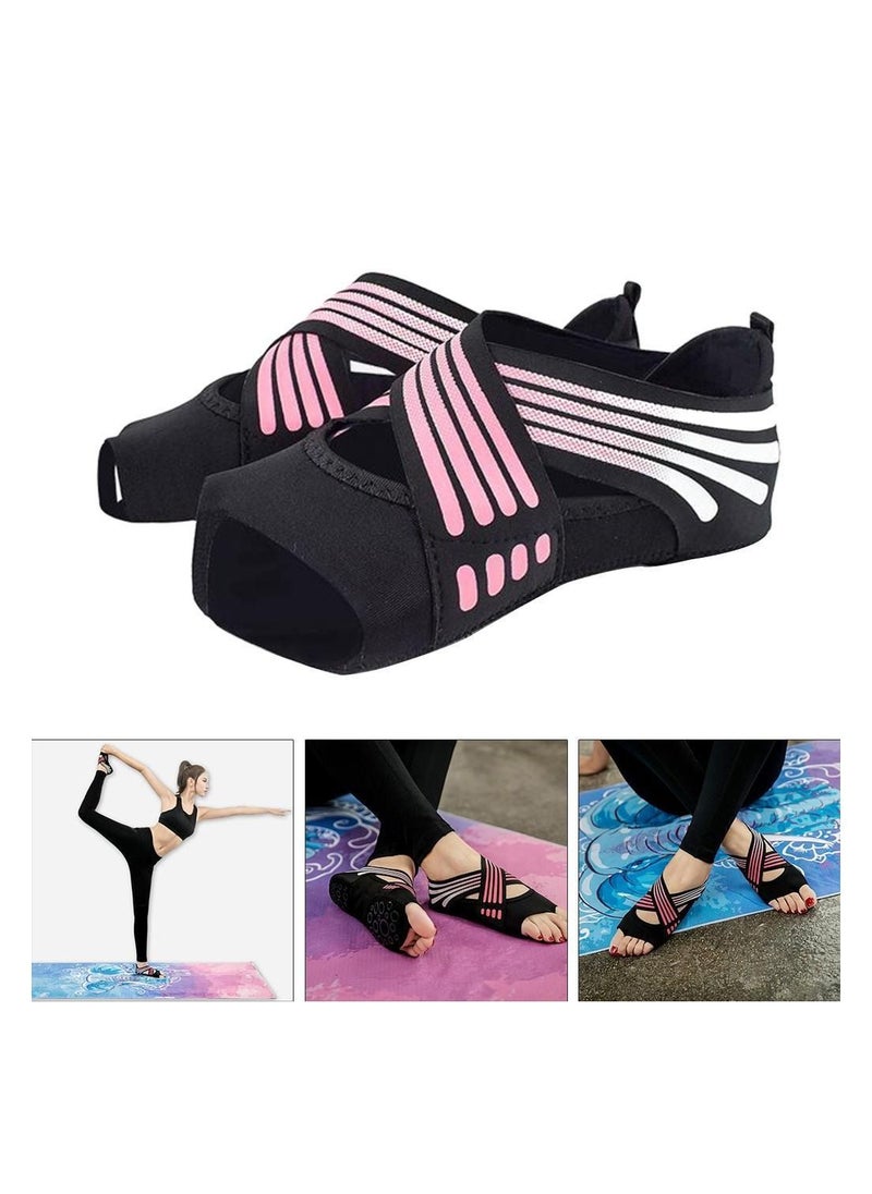 Generic - 3 Pairs Women Toeless Yoga Shoes Soft Anti-Slip Silicone Sole Ballet Dance Pilates Socks,Yoga Shoes Soft Sole Non-Slip Pilates Shoes (Black,Green,Pink) - Image 1