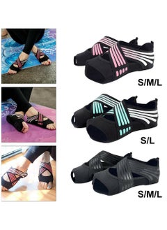 Generic 3 Pairs Women Toeless Yoga Shoes Soft Anti-Slip Silicone Sole Ballet Dance Pilates Socks,Yoga Shoes Soft Sole Non-Slip Pilates Shoes (Black,Green,Pink)  - Image 1