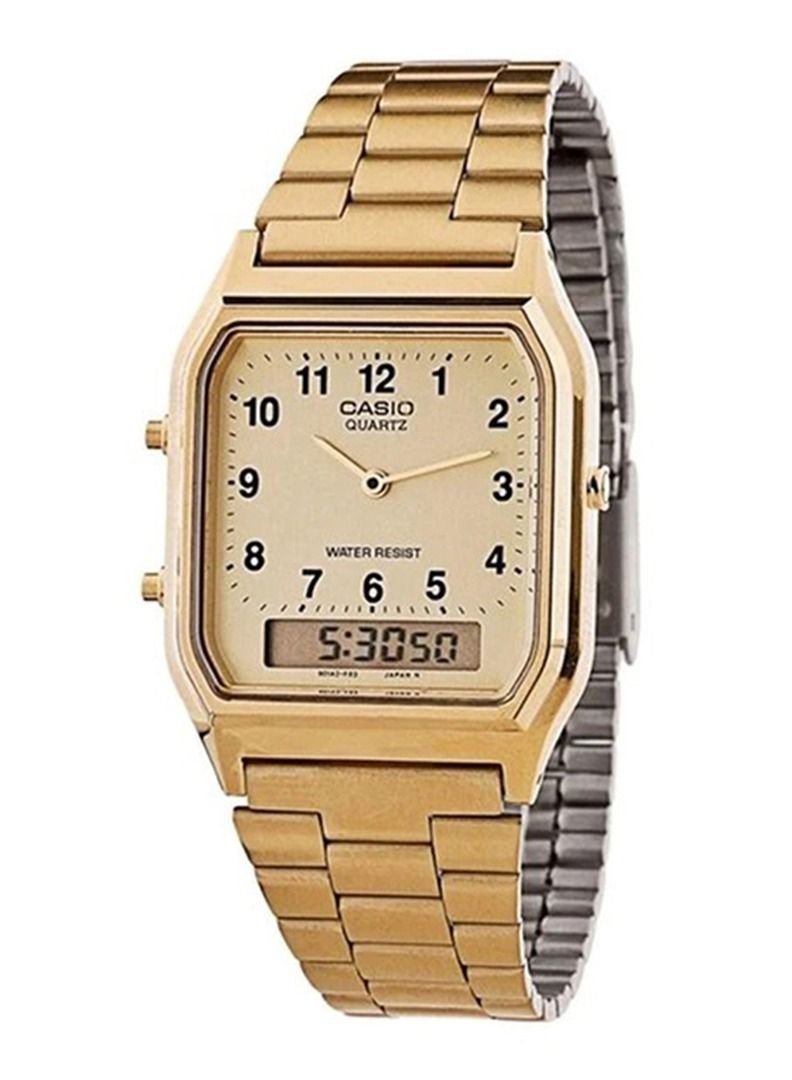CASIO Men's Stainless Steel Analog & Digital Watch AQ-230GA-9BMQ - 39 mm - Gold - Image 1
