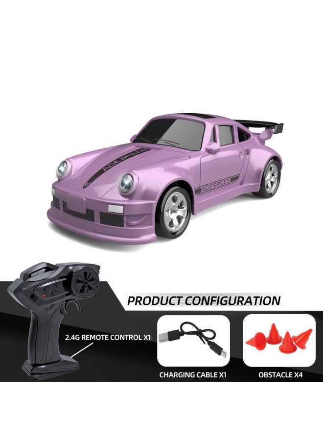 Loquat Toys 1:64 Four-wheel Drive Rc Remote Control Car 2.4G Desktop Pocket Mini Simulation Drift Car Lights Wholesale-Colour:Fqd23 Pink 911 - Image 1