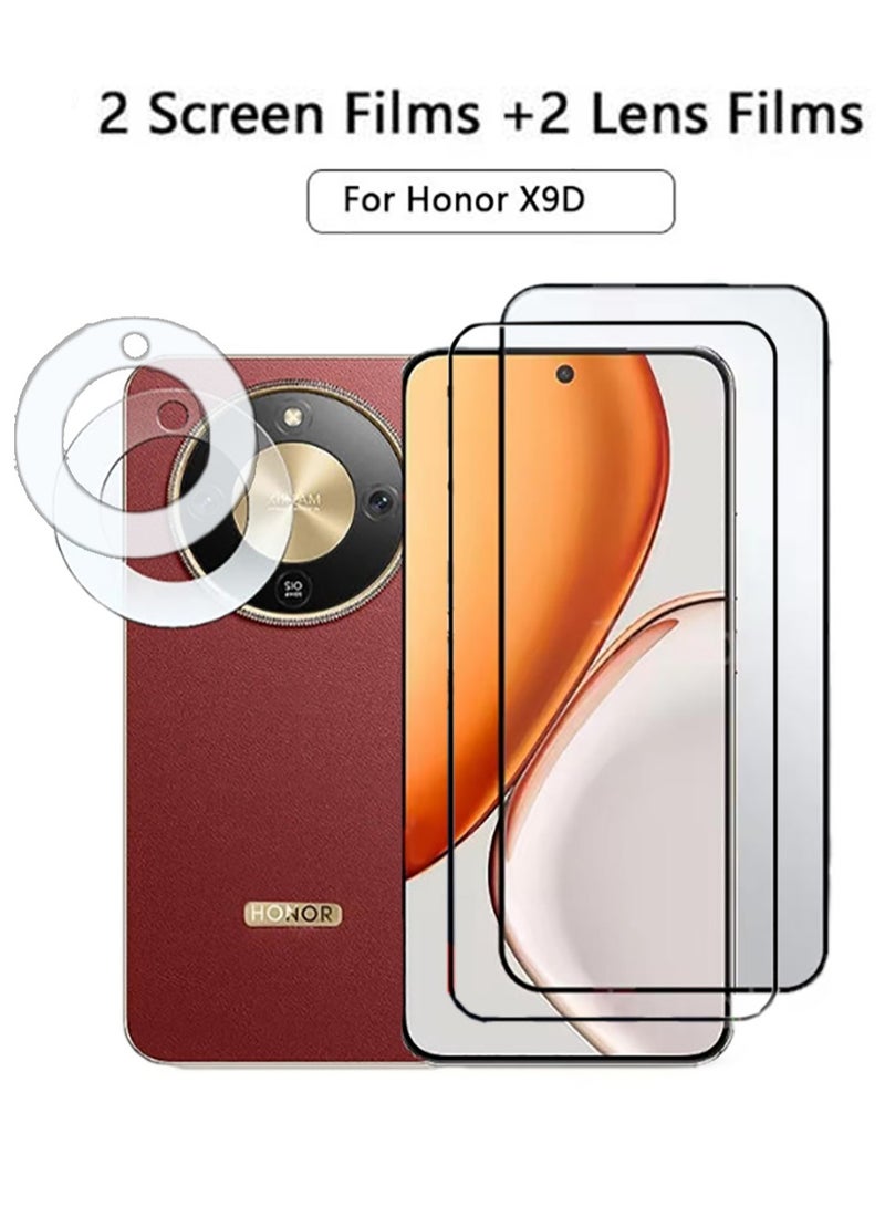 【2+2Pack】Tempered Glass Screen Protector for Honor X9D with Camera Lens Protector,9H Hardness Protective Film for Honor X9D (6.79"), High Clear, Anti Scratch, Bubble Free Tempered Glass Film - Image 1