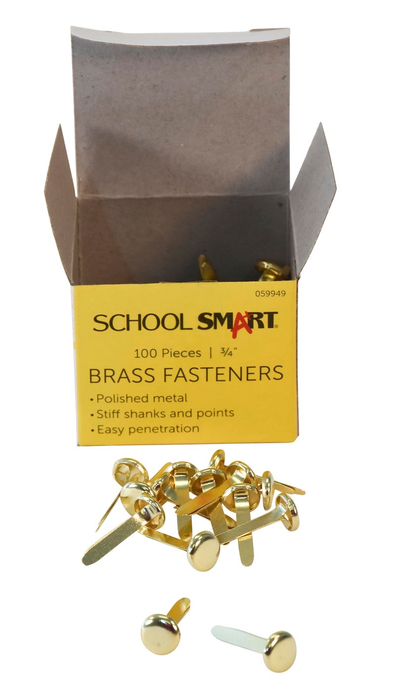 School Smart Brass Plated Fasteners - 3/4 inch - Box of 100 (059949), Maroon - Image 5