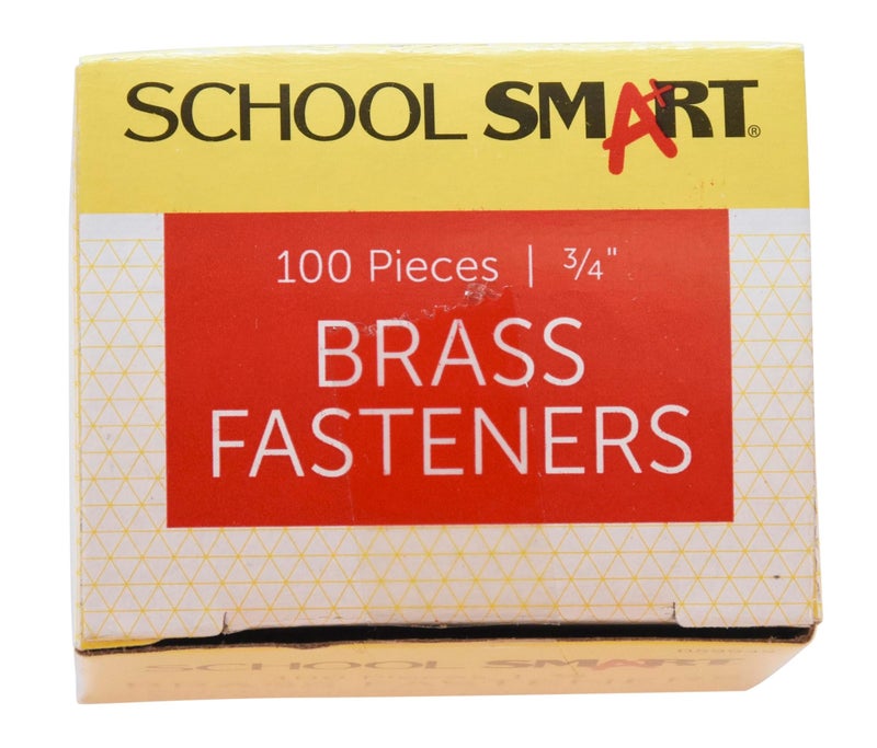School Smart Brass Plated Fasteners - 3/4 inch - Box of 100 (059949), Maroon - Image 1