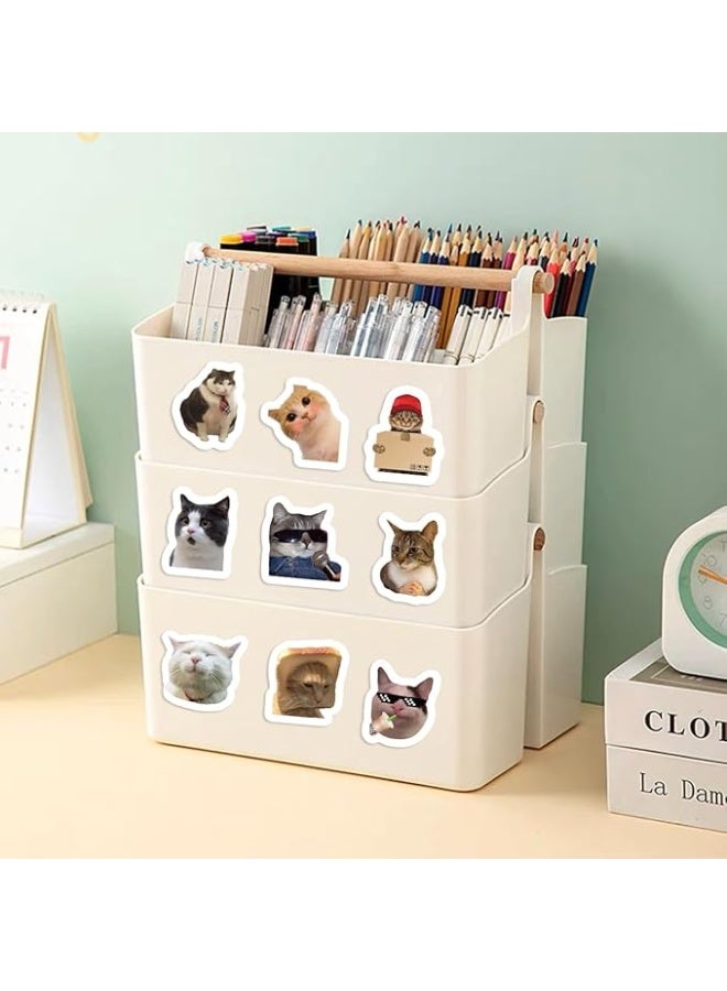 500PCS Cat Meme Stickers Roll 10 Styles Funny Cat Stickers Cute Animal Decals Vinyl Waterproof Sticker Cute Sticker Pack (500 Per Roll) - Image 2