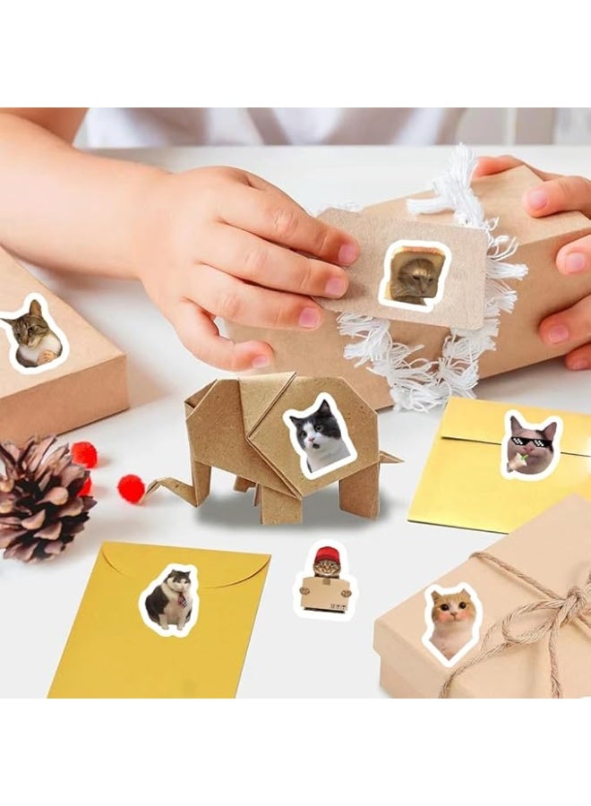 500PCS Cat Meme Stickers Roll 10 Styles Funny Cat Stickers Cute Animal Decals Vinyl Waterproof Sticker Cute Sticker Pack (500 Per Roll) - Image 4