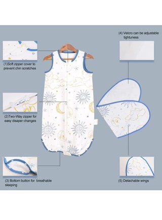 كيس نوم للاطفال، كيس نوم من الرايون للجنسين للرضع والاطفال الصغار، كيس نوم بسحاب للاطفال الرضع، بطانية قابلة للارتداء، مريحة وناعمة وخفيفة الوزن وقابلة للتعديل - view 3