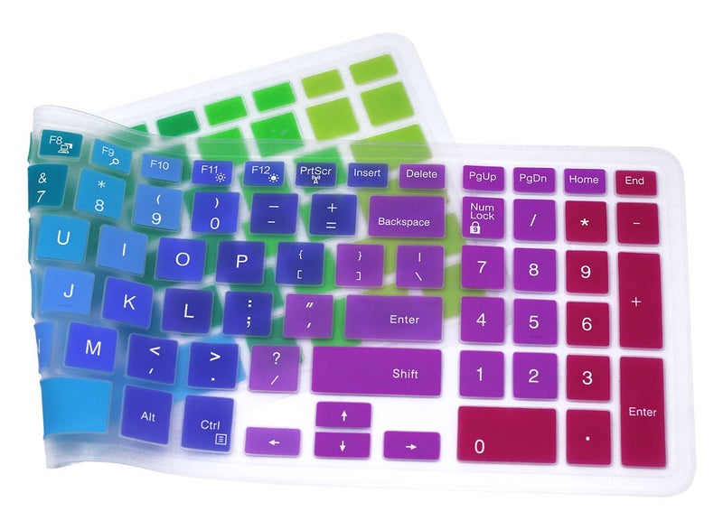 UHamn Silicone Keyboard Cover Skin Compatible for 15.6 inch Dell Inspiron 15 3000 & 5000 Series, 17.3 inch Dell Inspiron 17 5000 Series, Inspiron 15 i3541 i5566, Inspiron 17 i5749 Series Laptop (Rainbow) - Image 4