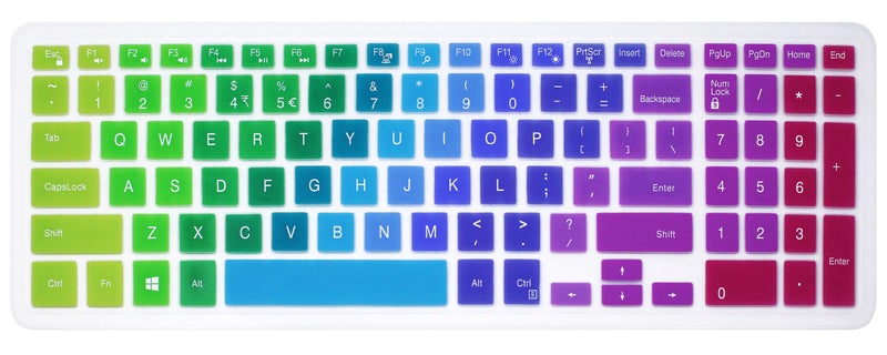 UHamn Silicone Keyboard Cover Skin Compatible for 15.6 inch Dell Inspiron 15 3000 & 5000 Series, 17.3 inch Dell Inspiron 17 5000 Series, Inspiron 15 i3541 i5566, Inspiron 17 i5749 Series Laptop (Rainbow) - Image 1