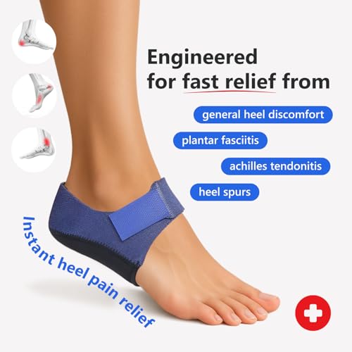 CETAPLAST Plantar Fasciitis Gel Cups – 2 Pieces Shock-Absorbing Pads for Heel Spur, Achilles Tendonitis, Cracked Heels – Soft Cushion Inserts for Foot Pain Relief – Blue, Size S (35–40) - Image 2