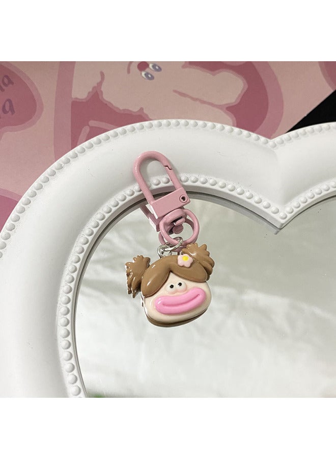 Ugly Cute Cartoon Fried Potato Keychain Big Mouth Monster Pendant Schoolbag Pencil Case Student Girl Heart Ornaments