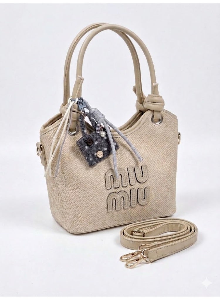 Miu Miu Textured Canvas Mini Wander – Desert Beige