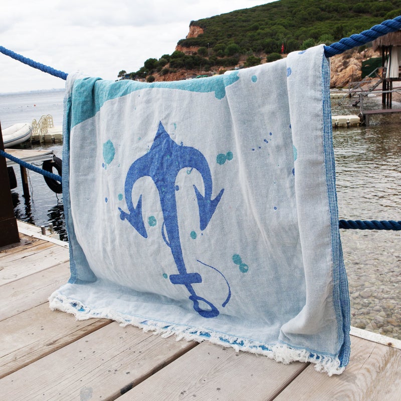 Anemoss Turkish Peshtemal Bath Towel, Large Size 100x180cm, Wave Pattern Design, 100% Cotton Soft & Quick Dry Material, Versatile Use for Beach, Pool and Bath, Peshtemal Bath Towel - Image 4