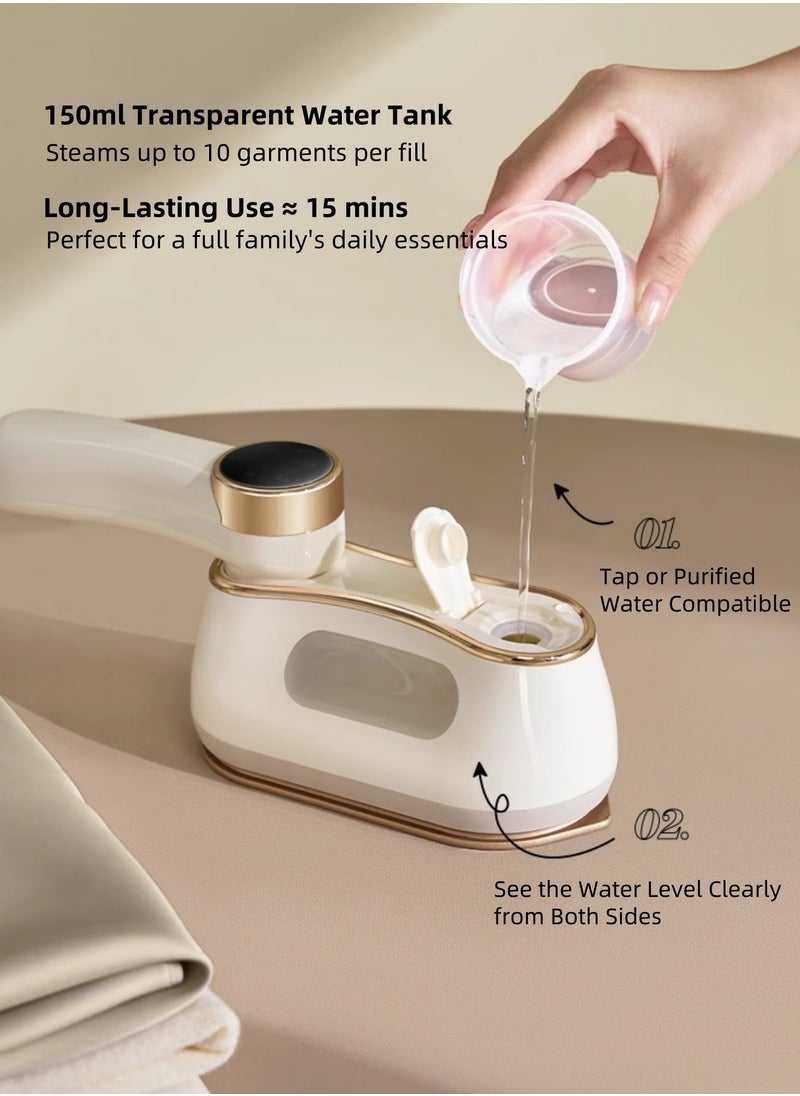 DOSCHER - Portable Travel Steamer Iron – 1200W Fast Heating, Mini Clothes Steamer for Travel, Dual Use for Flat & Vertical Ironing, Safe for All Fabrics - Image 1