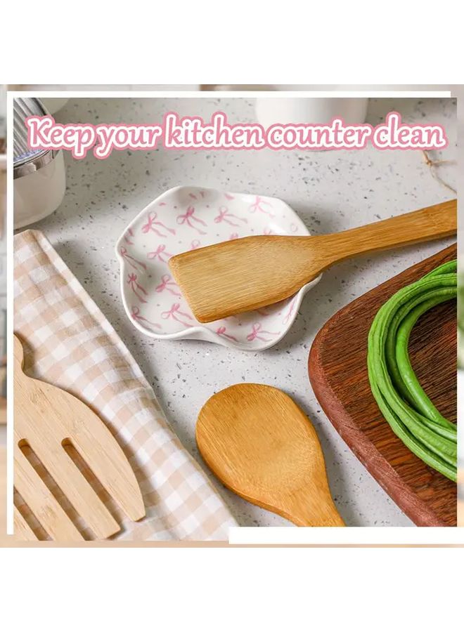 Blue Bow Ceramic Spoon Rest Large Kitchen Utensil Holder Durable Easy Clean Housewarming Gift - Image 4