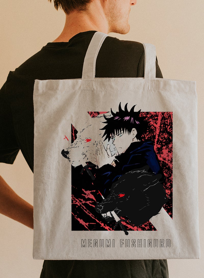 LOWHA Polyester Tote Bag with Shoulder Straps and Jujutsu Kaisen Anime Pattern  - Image 2