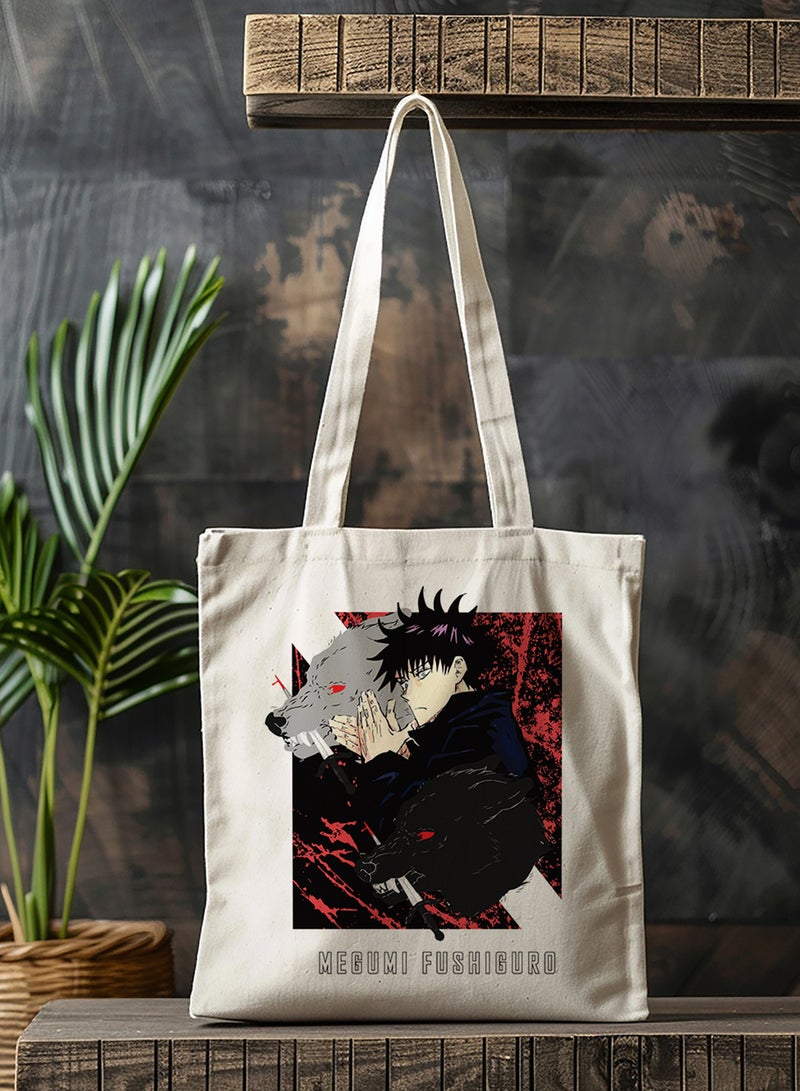 LOWHA Polyester Tote Bag with Shoulder Straps and Jujutsu Kaisen Anime Pattern  - Image 3