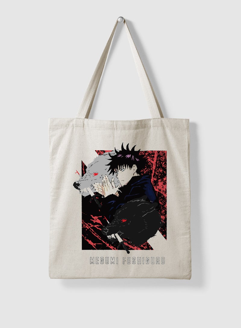 LOWHA Polyester Tote Bag with Shoulder Straps and Jujutsu Kaisen Anime Pattern  - Image 4