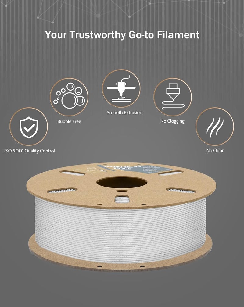DURAMIC 3D PLA+ Filament 1.75mm 2Kg Marble, PLA Plus Filament 2 Pack 1kg Spool(2.2lbs) Tougher and Stronger, Dimensional Accuracy Probability +/- 0.02mm - Image 5