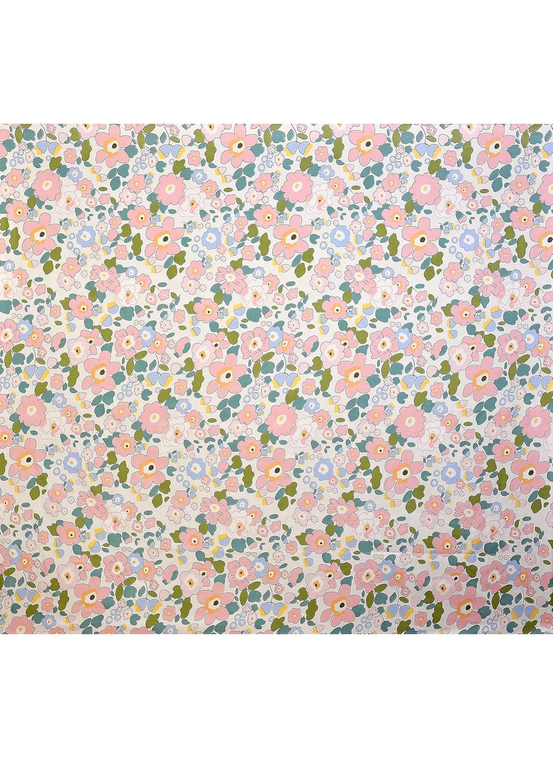 Homefab India Homefab India 210 TC Glace Cotton King Size BedSheet with 2 Pillow Covers - (108x92 inches) - Floral, Pink  - Image 3