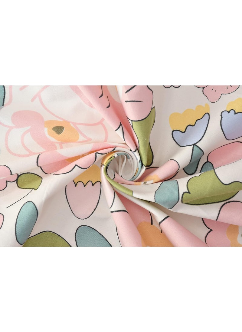 Homefab India Homefab India 210 TC Glace Cotton King Size BedSheet with 2 Pillow Covers - (108x92 inches) - Floral, Pink  - Image 4