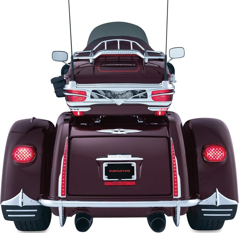 Kuryakyn 7220 Rear Wheel Mud Flaps/Splash Guards for Harley-Davidson Trikes - Chrome & Black - Image 2
