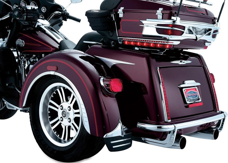 Kuryakyn 7220 Rear Wheel Mud Flaps/Splash Guards for Harley-Davidson Trikes - Chrome & Black - Image 3