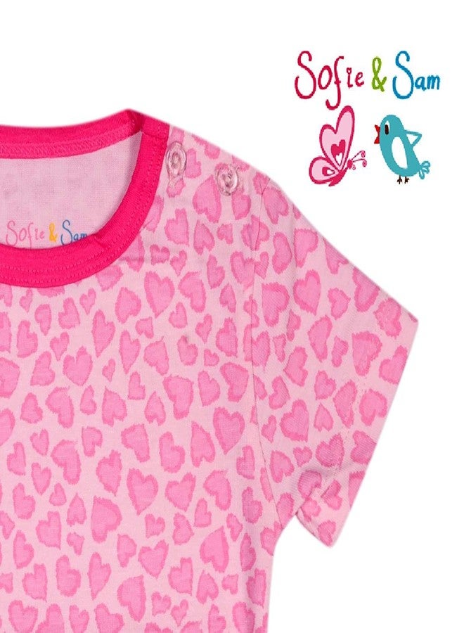Sofie & Sam Premium Cotton 1 Pc Baby T-Shirt Half Sleeves (12-18) Months - Hearts/Pink - Image 3