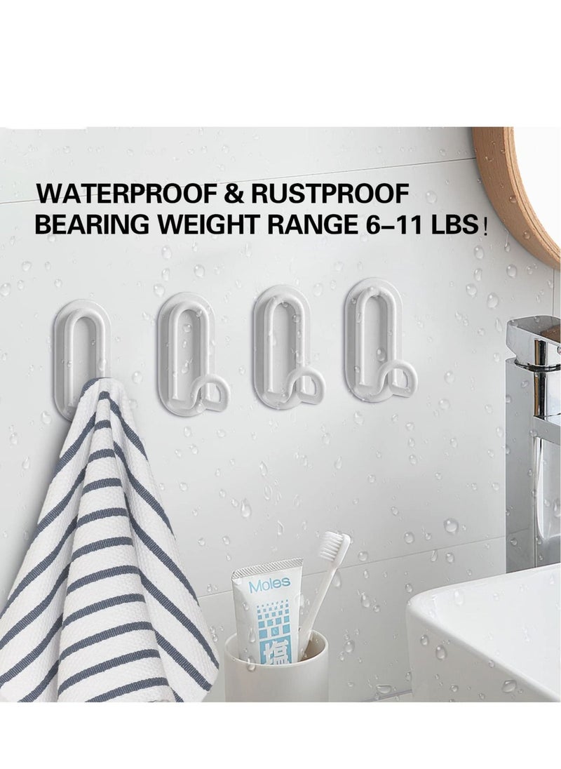 Adhesive Hooks, Matte White Towel Hook, Sticky Hanger for Kitchen and Door, Bathroom Wall Hooks for Hanging Towel Robe Hat Coat Key, 4Packs  - Image 4