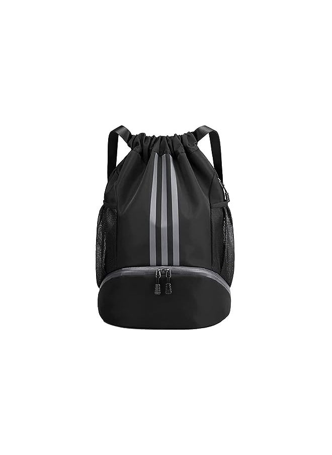The White Shop WHITE SHOP Youth Soccer Bag, Boys Girls Soccer Backpack,Drawstring Basketball Bag,Waterproof Football & Volleyball Backpack, Sports Bag(Black L)  - Image 2