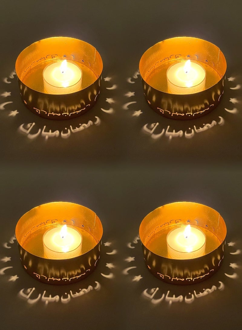 Y&D 4 Pieces Projection Candle Holder Candle Holder Home Decoration Holiday Decoration The Auspicious Celebration Of Ramadan In Arabic - Image 1