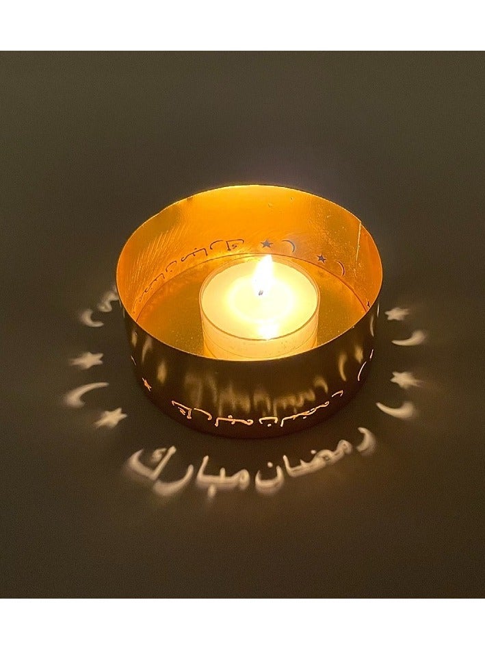 Y&D 4 Pieces Projection Candle Holder Candle Holder Home Decoration Holiday Decoration The Auspicious Celebration Of Ramadan In Arabic - Image 2