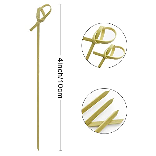 BLUETOP BLUE TOP Bamboo Cocktail Picks 200 PCS Bamboo Skewers 4 Inch with Looped Knot, Food Picks,Party Toothpicks for Appetizers,Cocktail Drinks,Barbecue Snacks,Club Sandwiches. - Image 3