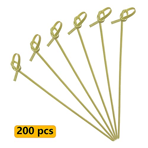 BLUETOP BLUE TOP Bamboo Cocktail Picks 200 PCS Bamboo Skewers 4 Inch with Looped Knot, Food Picks,Party Toothpicks for Appetizers,Cocktail Drinks,Barbecue Snacks,Club Sandwiches. - Image 2