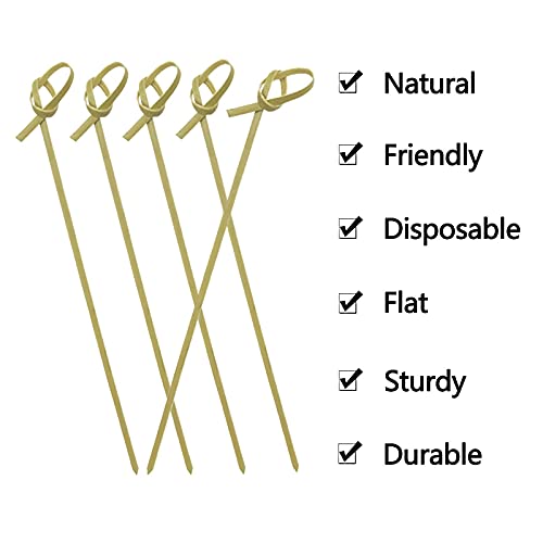 BLUETOP BLUE TOP Bamboo Cocktail Picks 200 PCS Bamboo Skewers 4 Inch with Looped Knot, Food Picks,Party Toothpicks for Appetizers,Cocktail Drinks,Barbecue Snacks,Club Sandwiches. - Image 4