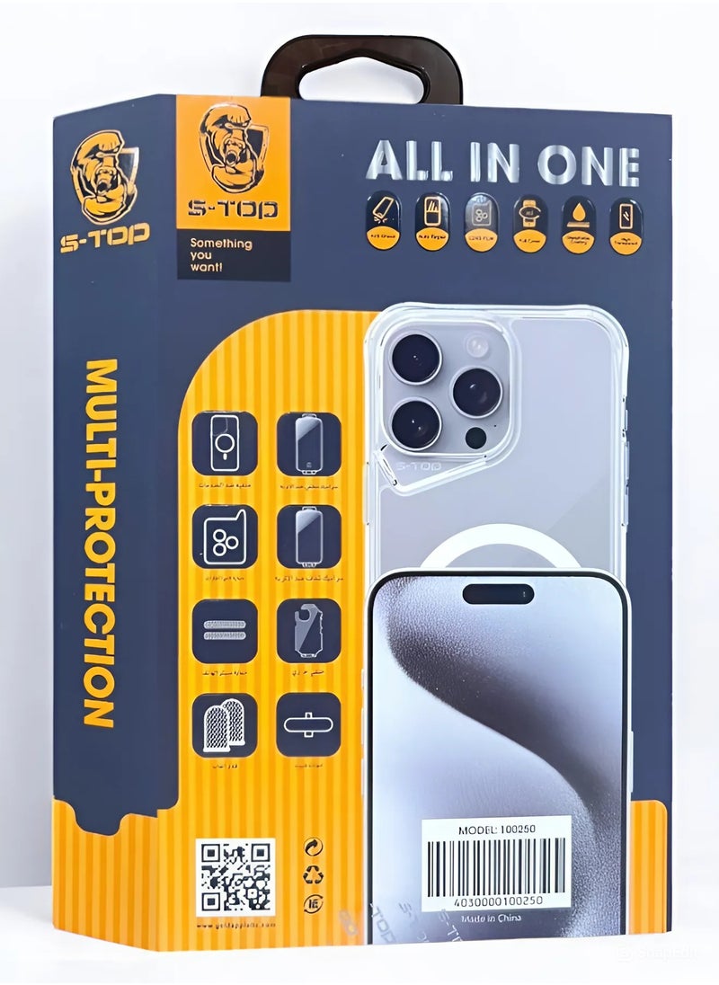 S-TOP - The new full protection package for iPhone 14 Pro Max with a cover that supports wireless charging (MagSafe), complete protection for your device against scratches and falls, the original package from S-TOP - Image 1