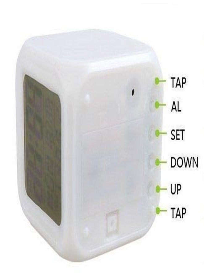 Genericc DIGSMORDEN Magic Digital Calendar LED Alarm Clock - Automatic 7-Color Changing Light, Temperature Display, Stylish and Compact Plastic Clock for Study Room, or Travel Use (7.5x7.5x7.5 cm) - Image 2