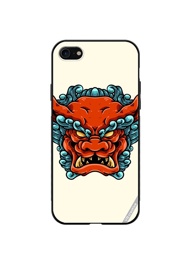 VR CREATIVE Protective Case Cover For Apple iPhone SE (2022) Foo Dog Head Design Multicolour - Image 1
