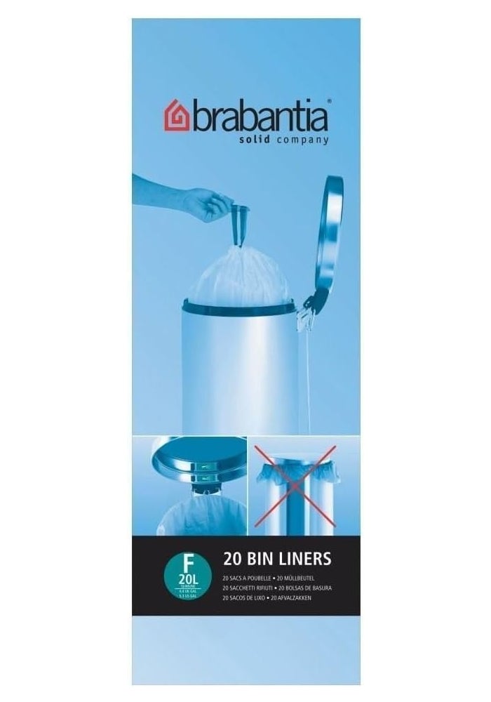 Brabantia Smartfix Bin Liner Slimline Dispenser Pack Size F 20L (20) - Pack of 2