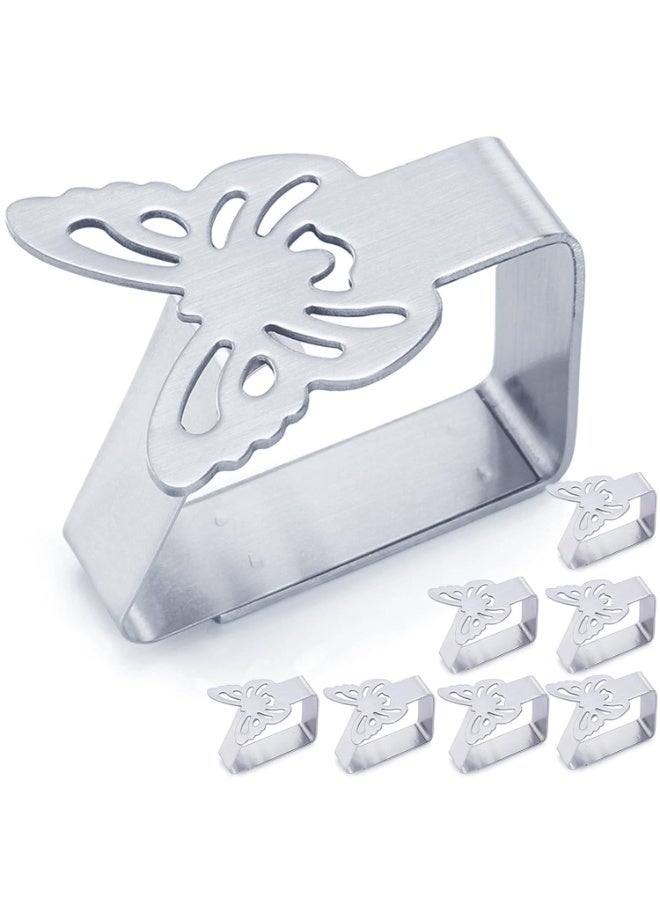 SYOSI Tablecloth Clips for Outdoor Dining Table 8 pcs Picnic Tables Clips Thickened Strong Stainless Steel，Table Cloth Clips Holders Ideal for Outdoor and Indoor ,Kitchen, Picnic,Party(Butterfly, 8) - Image 1