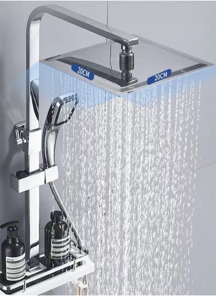 Kutis 1-Set Shower System Triple Function Bathroom Shower Faucet Rainfall Shower Head with Handheld Adjustable Complete Set Tub Spout Wall Mount Tap Set Silver  - Image 2
