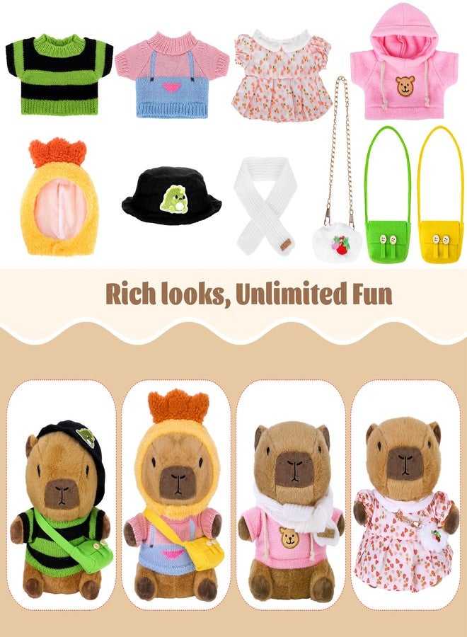 Elcoho 12 Pieces Capybara Plush with Clothes & Accessories and Gift Bag 10 inch Capybara Stuffed Animal Dress Up Dolls Plushies Birthday Gifts, Daily Cute - Image 5