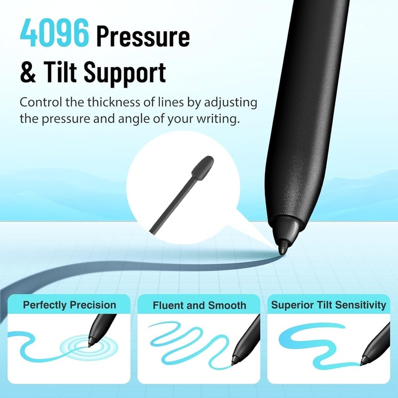 Bluejw Magnetic Stylus Pen for Remarkable 2 Pen with Eraser, Digital Replacement Pen for Remarkable 2 Stylus Alternative Marker Plus, 4096 Pressure Sensitivity, Palm Rejection, Tilt Support with 5 Pen Tips - Image 3