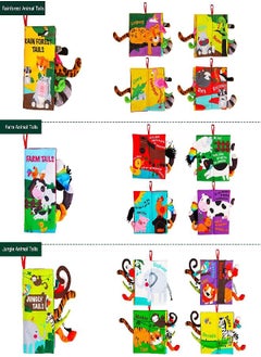 beiens beiens Baby Books Toys, Baby Books 0-6 Months, Touch and Feel Cloth Crinkle Soft Books, Toys for 0-3-6-12-18 Months Infant Newborn Baby Boy Girl Shower Gifts Set, Sensory Learning Stroller Toys (3PCS)  - Image 2