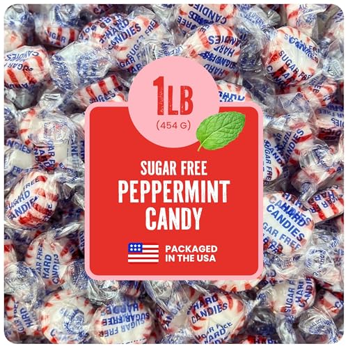Cambie Sugar Free Hard Candy 1 lb of Sugar Free Candy Individually Wrapped Peppermint - Image 1