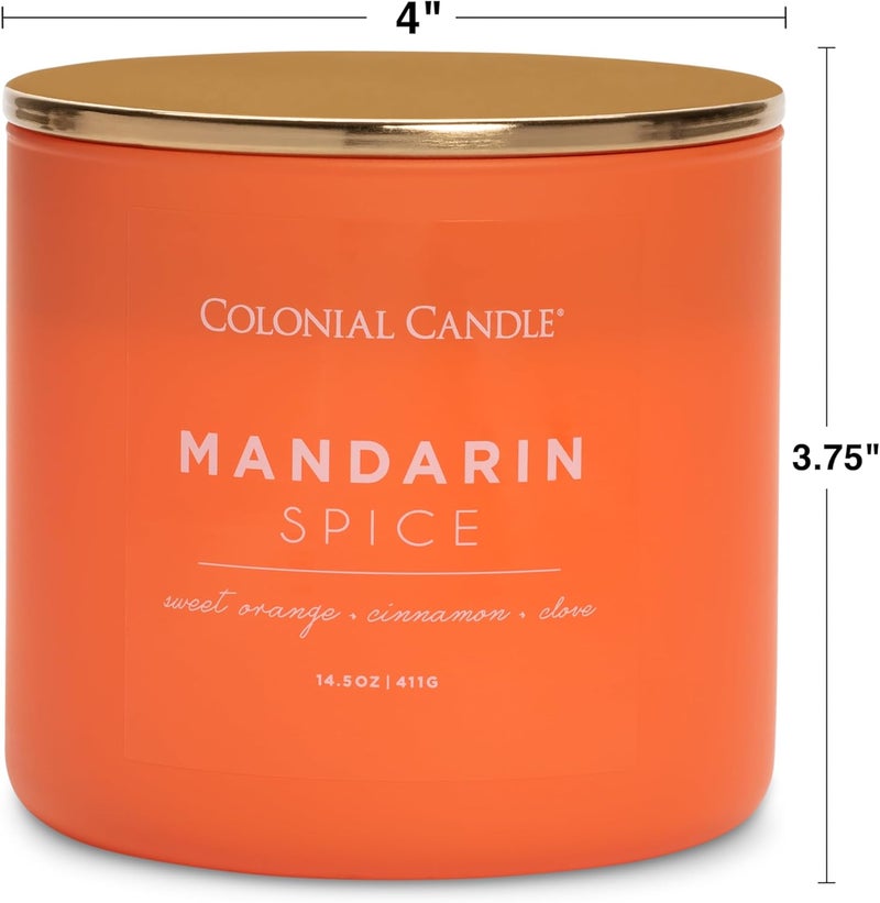 Colonial Candle Pop of Color Mandarin Spice 14.5 Oz Scented Matt Glass Jar Candle, Three Premium Cotton Wicks - Image 4
