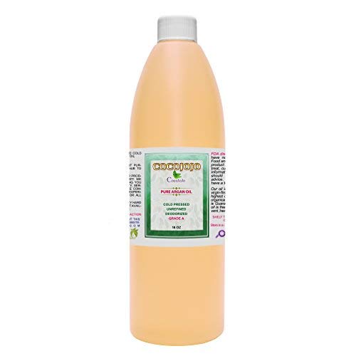 cocojojo Argan Oil Deodorized, Argan Oil for Hair, Hair Treatment, 100% Pure Organic, Oils for Face, Unrefined Unscented Cold Pressed Extra Virgin - 16 Oz