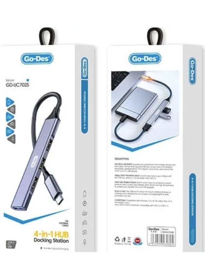 GO-DES Go Des Docking Station 4 in 1 HUB, expand USB C to USB expansion dock - Image 3