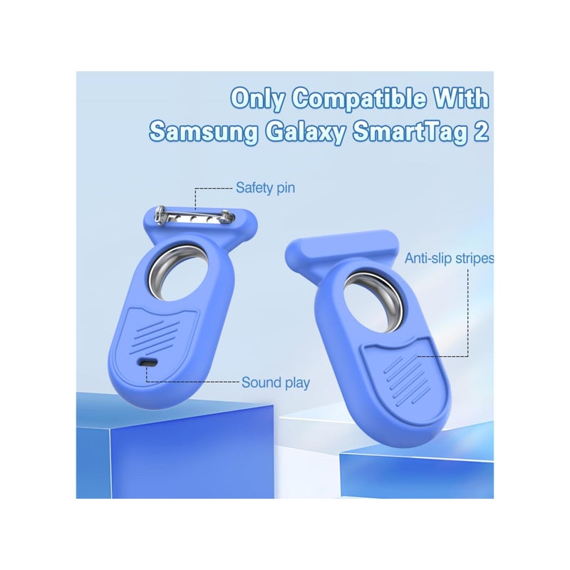 Barakah حزمة 2 من حافظة علامة ذكية 2 مع دبوس أمان مخفي متوافقة مع سامسونج جالاكسي سمارت تاج 2، غلاف سيليكون كامل لسمارت تاج 2 مع مشبك بروش للملابس وحقيبة الظهر والحيوانات الأليفة - Image 3