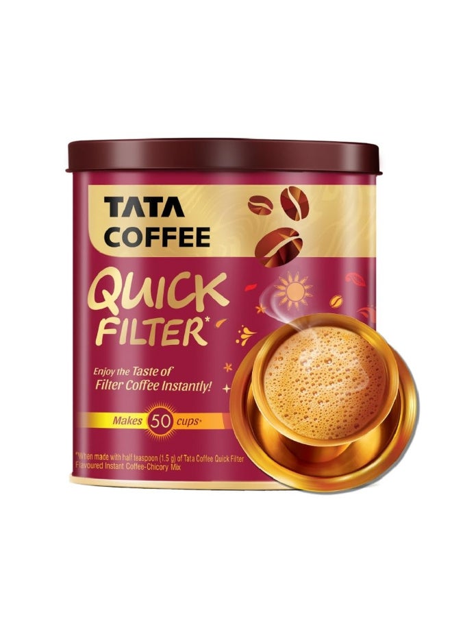 تاتا كوفي كويك فيلتر تين 100 جرام يكفي لـ 50 كوبًا من القهوة المطحونة سهلة التحضير قهوة سريعة التحضير مزيج من الهندباء - Image 1