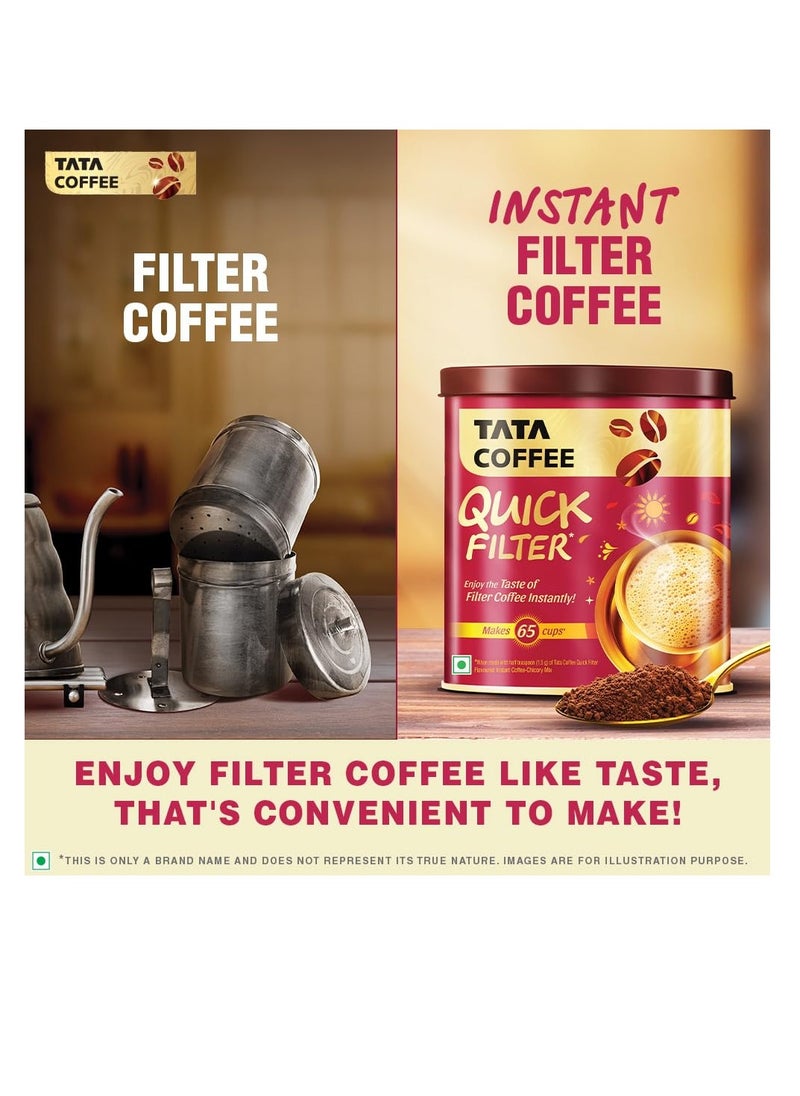 Tata - Tata Coffee Quick Filter Tin  100G  Makes 65 Cups Powder Coffee  Can Easy To Make  Instant Coffee Chicory Mix - Image 1